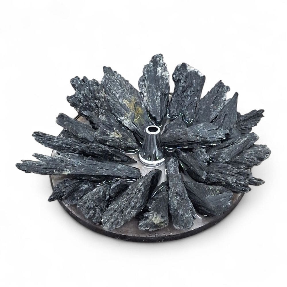 Incensário Pedra Cianita Negra Vassoura da Bruxa Bruta