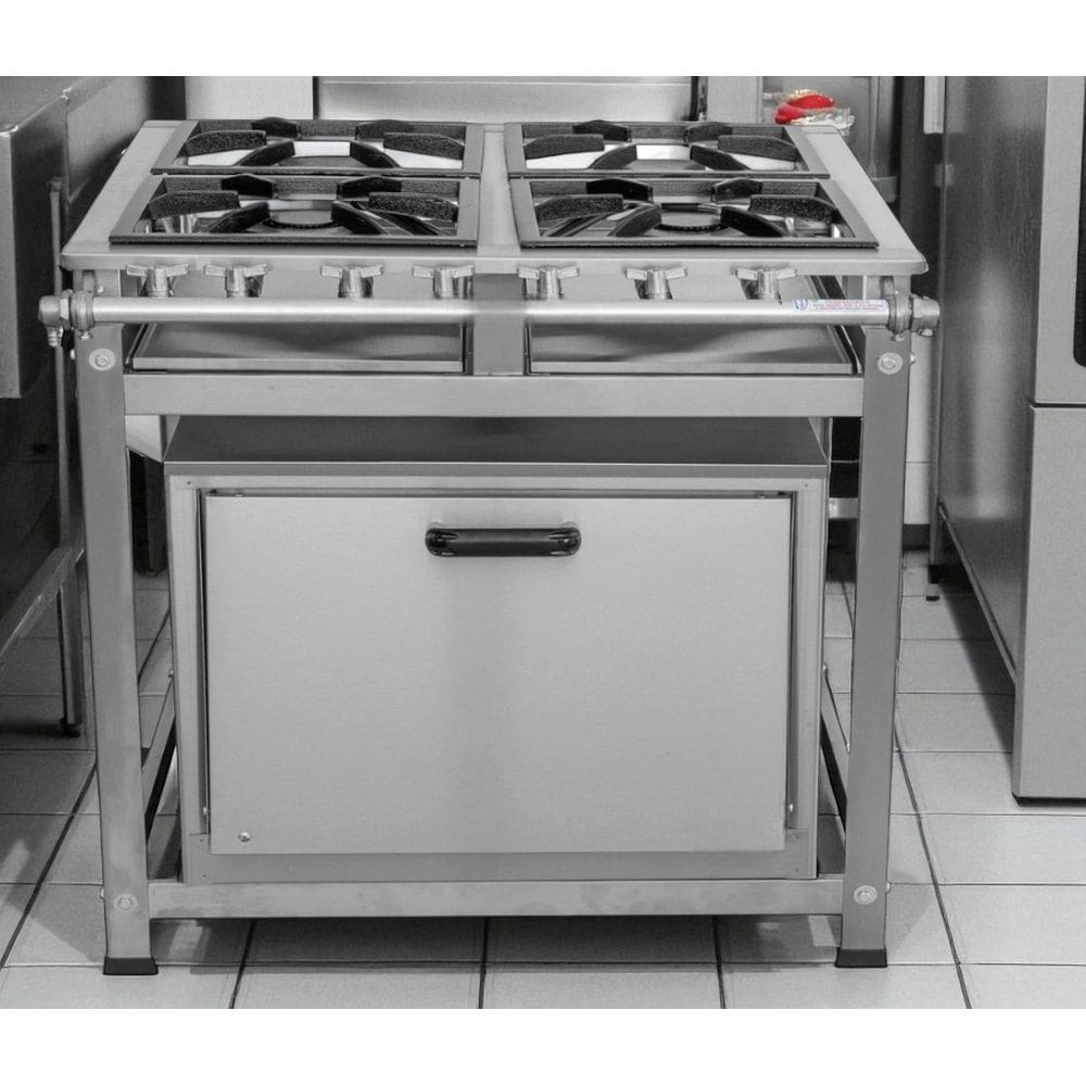 Fogão Industrial 4 Bocas P8 em Aço Inox com Forno Leona