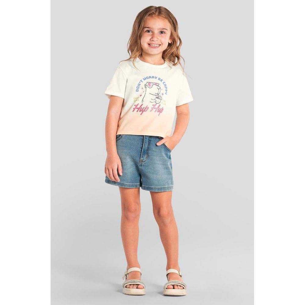 Blusa infantil menina brilhante de capivara Brandili
