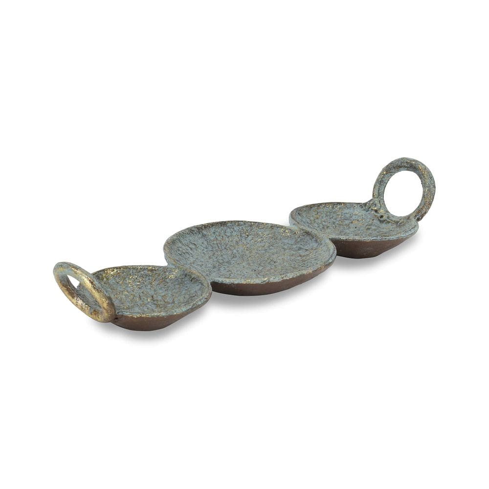 Porta-joias Cheung`s Cast Iron Brushed Gold Blue 36x12x6 cm