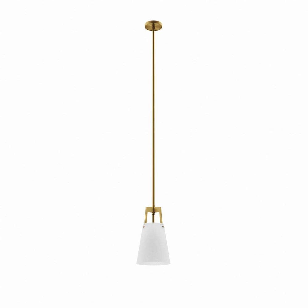 Luminária pendente Modway Aspire branca em latão acetinado 19x19x157cm