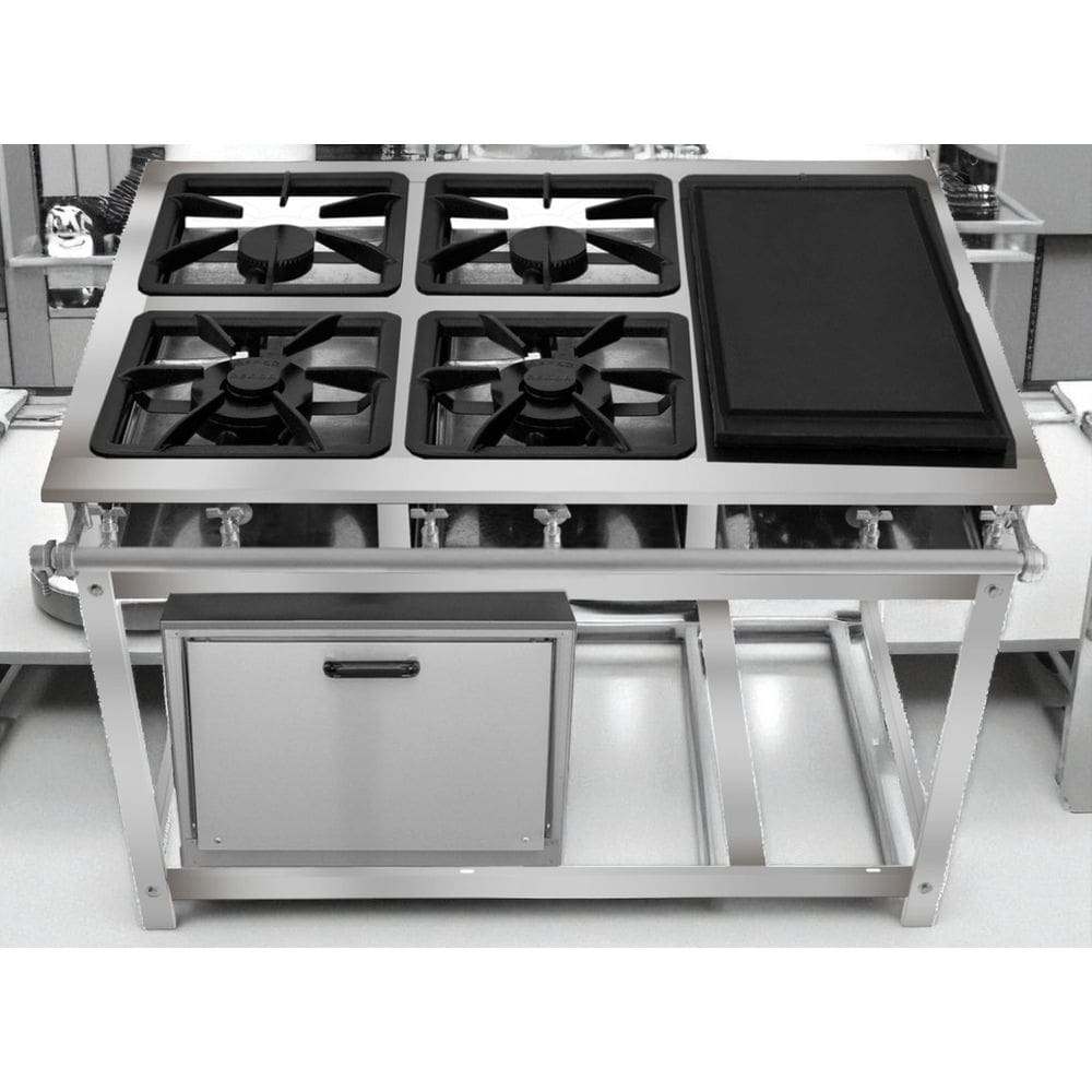 Fogão Industrial 4 Bocas com Chapa P7 em Aço Inox Leona