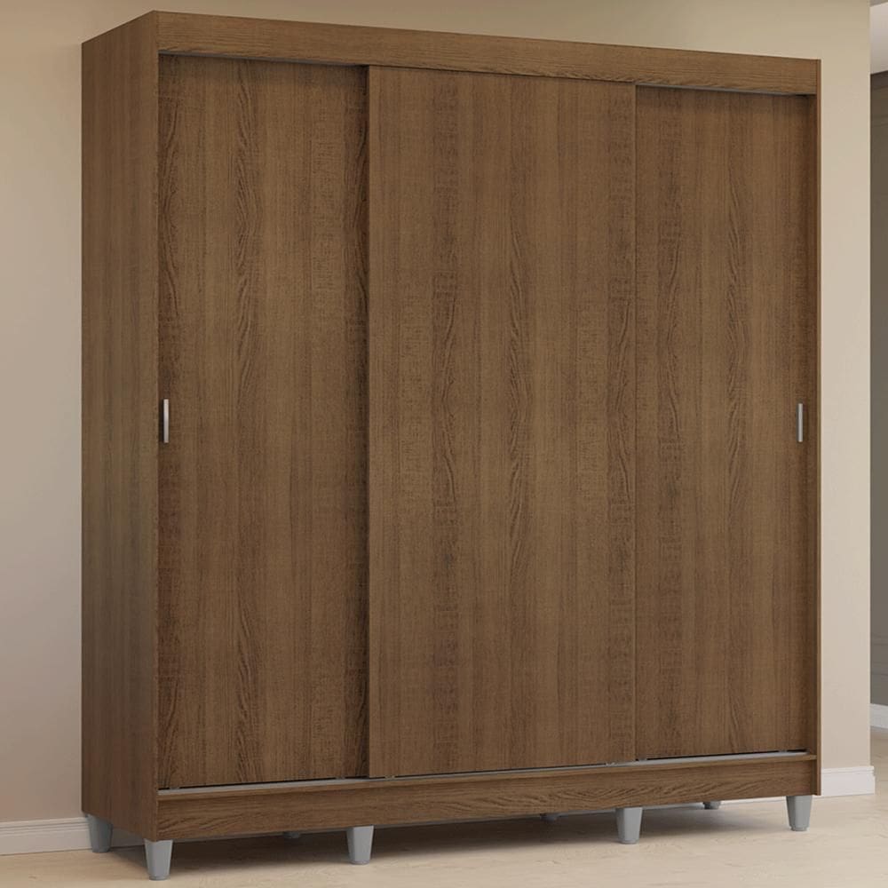 Guarda-Roupa Casal com Pés 3 Portas de Correr Rustic Reno Madesa