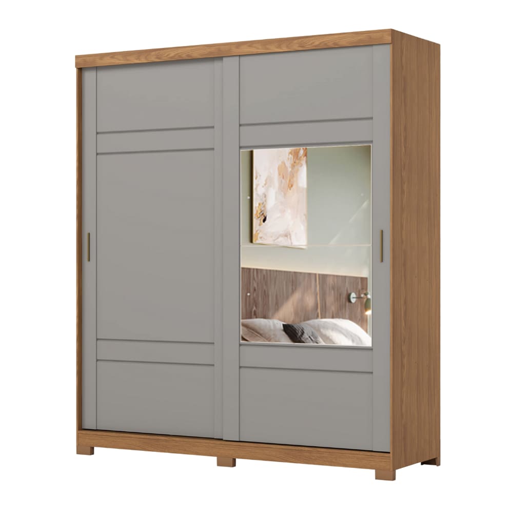 Guarda Roupas Casal 2 Portas de Correr com Espelho 3 Gavetas Dalia