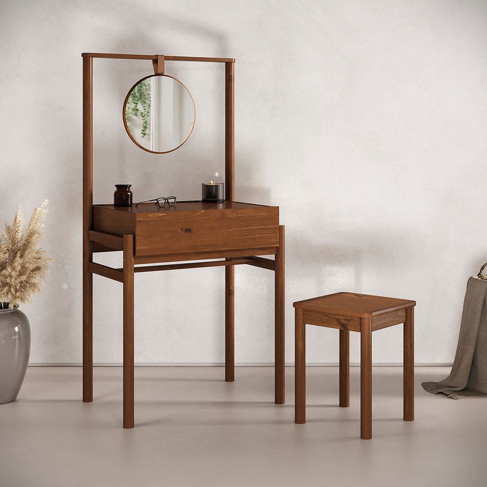 Penteadeira Camarim Vintage Maquiagem Escrivaninha Castanho Lily