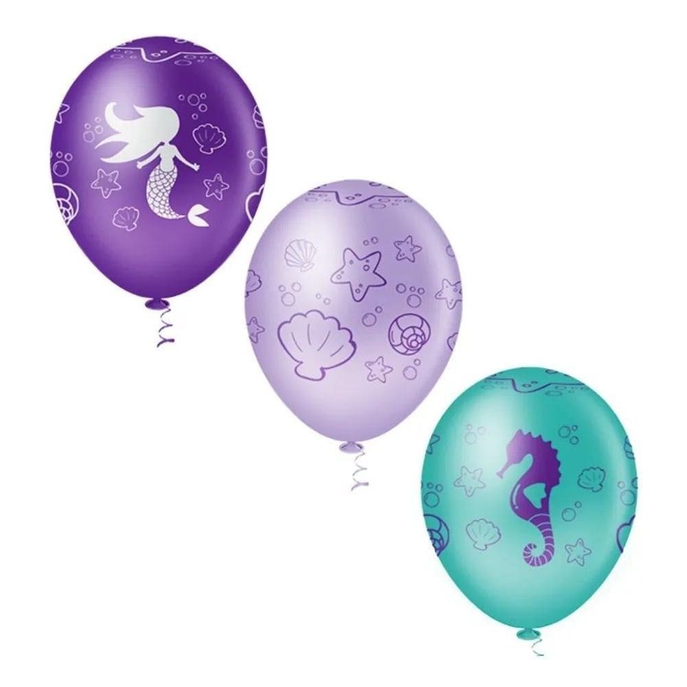 10X Ariel / Pequena Sereia Baloes Decorados 25 Unidades