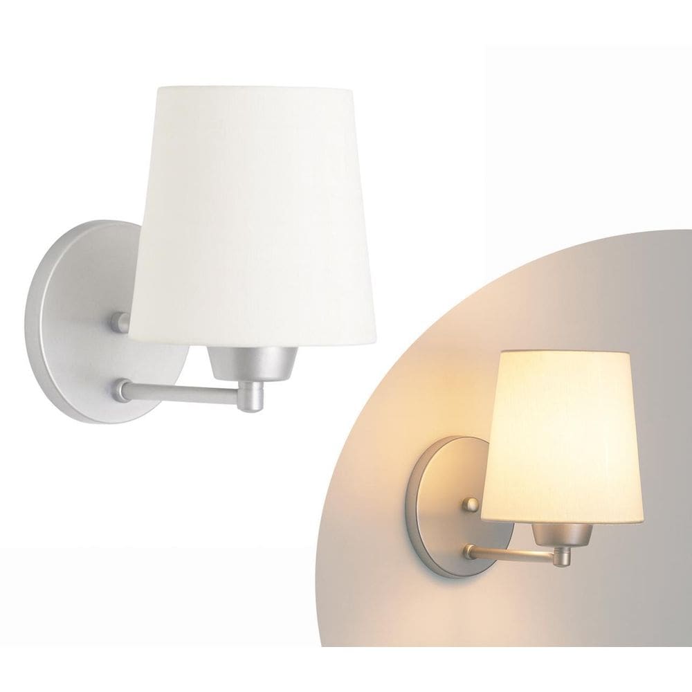 Arandela Prata Fosco Cúpula Cone Tecido Cru Quarto/Cabeceira