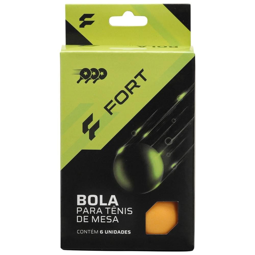 Bola de Tênis de Mesa Fort 3 Estrelas - Pack com 06 Bolas Laranja