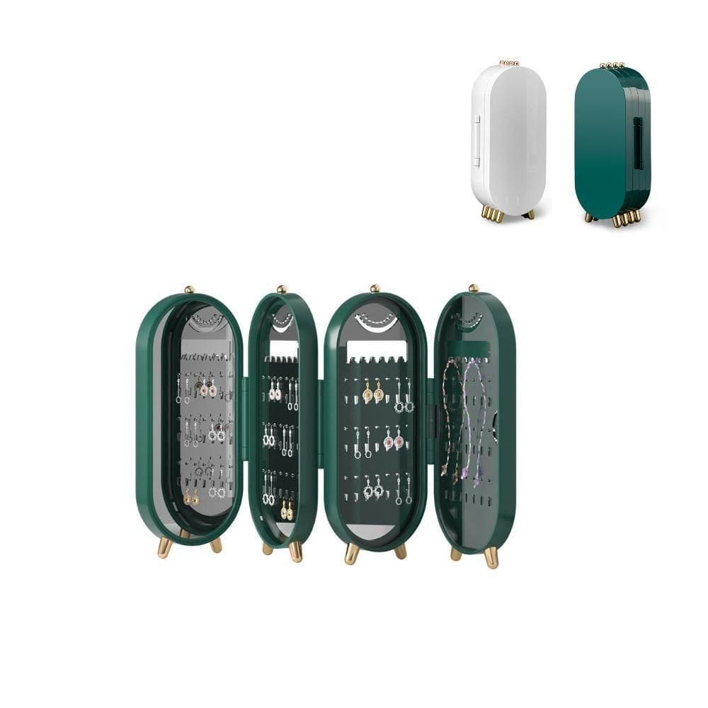 Porta Joias Luxo Dobravel Com Espelho Organizador Acrilico Bijuterias Brincos Pulseiras Colares 3 Cor:branco