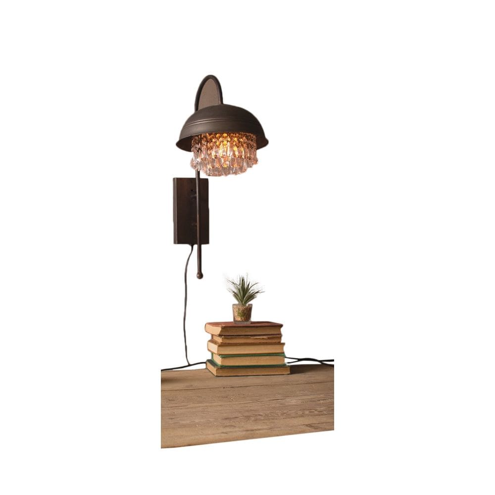 Luminária de parede KALALOU Metal Dome com gemas suspensas cinza