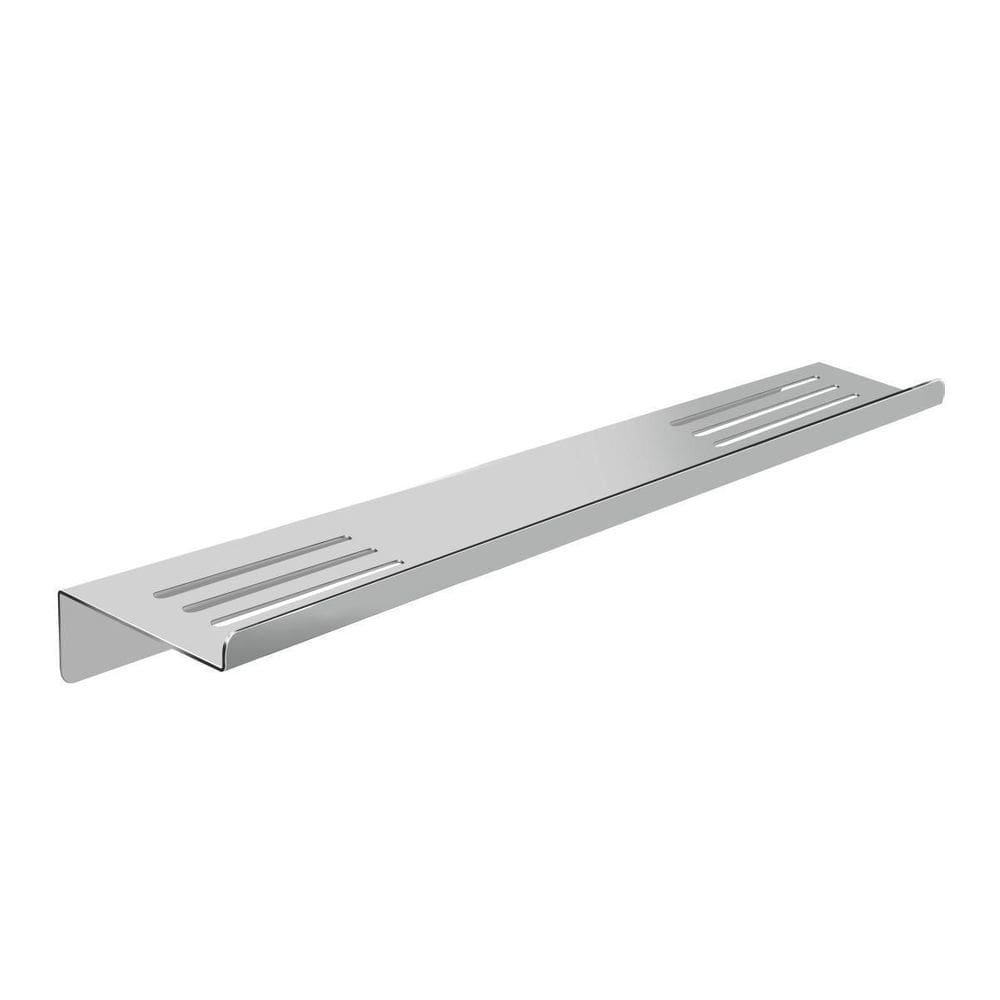 Prateleira Reta Dupla Banheiro Escovado Grega Inox 40Cm
