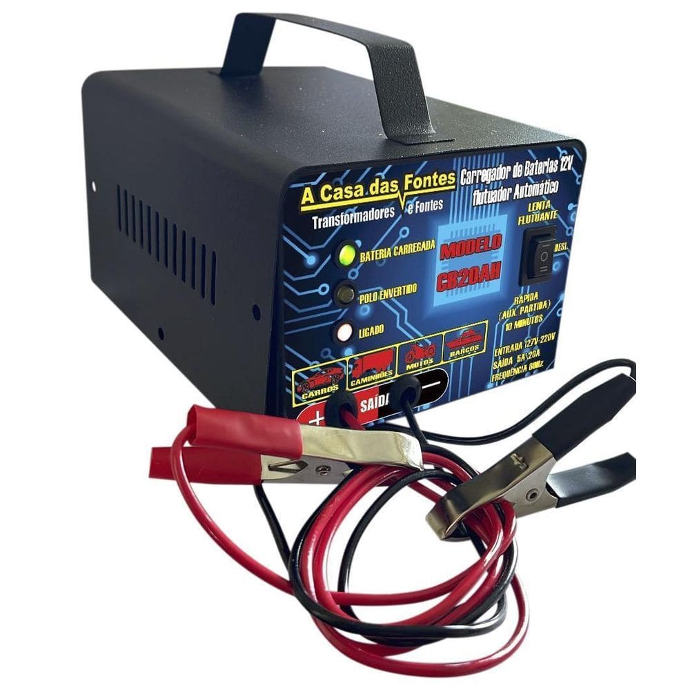 Carregador Automotivo Bateria 12V Carromoto Nautico Até 300A