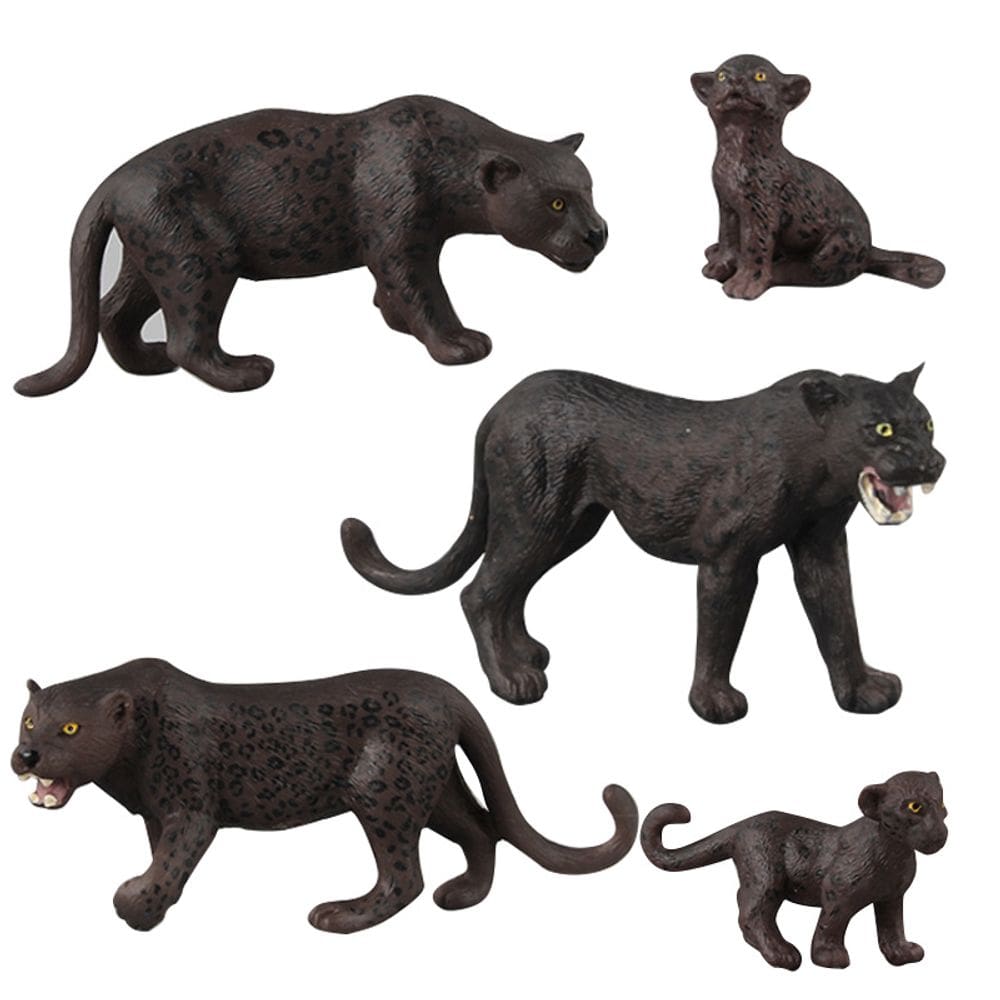 Conjunto de estatuetas de animais realistas Black Panther, 5 peças de PVC para crianças