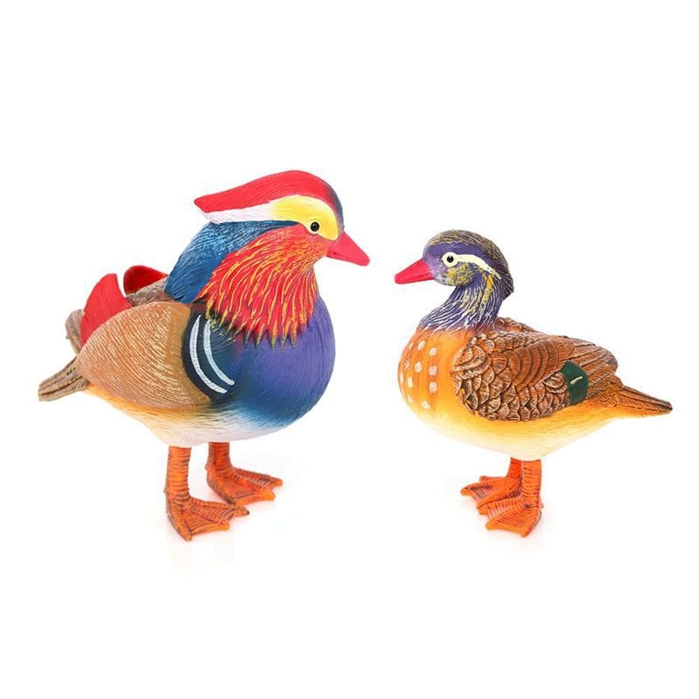 Conjunto de estatuetas de pato mandarim e pássaro-real x2 PVC 5,2-9 cm