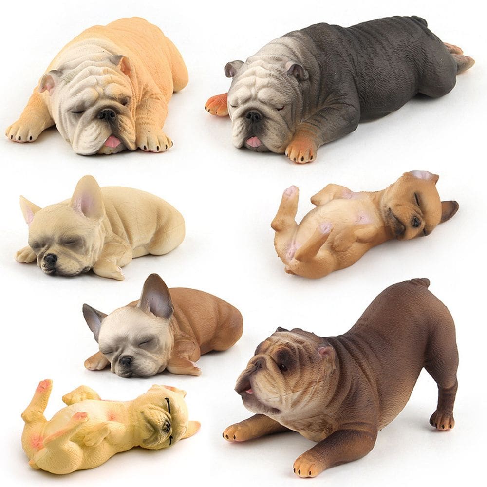 Conjunto de estatuetas Realistic Bulldog e French Bulldog x6 PVC