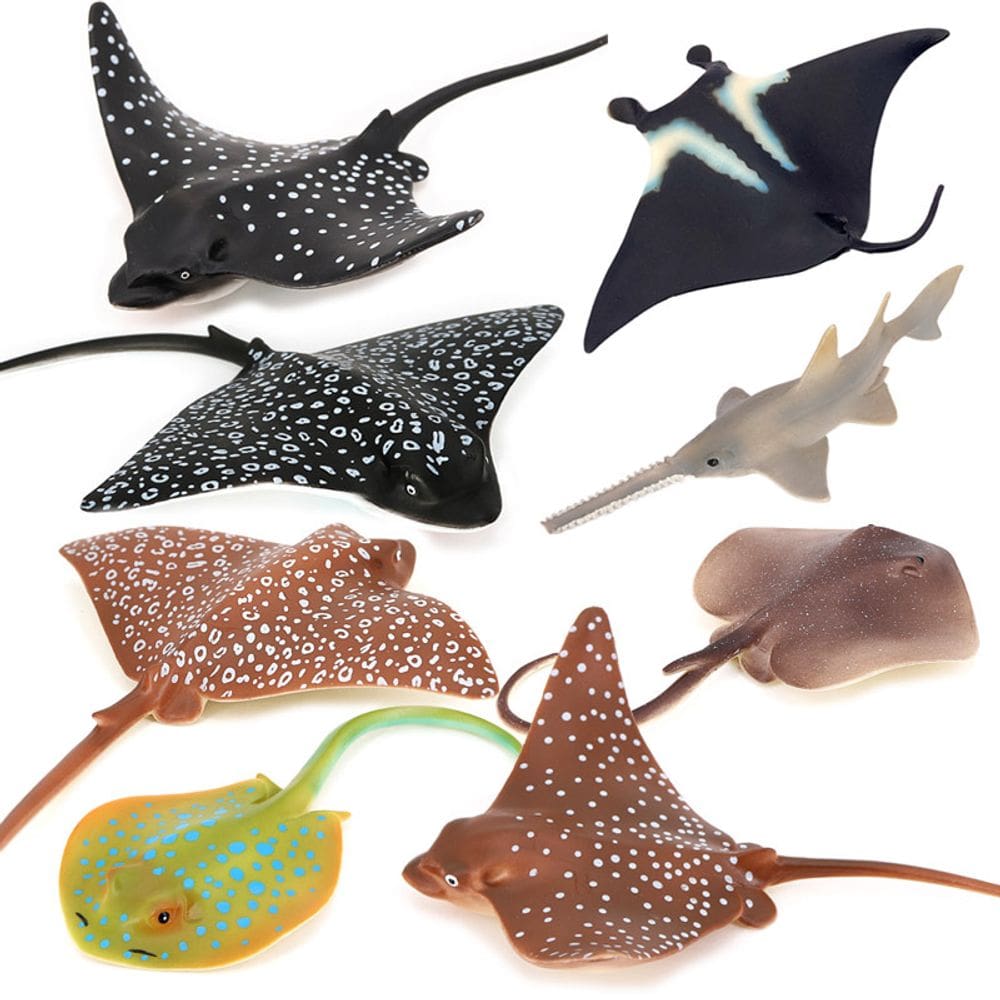 Conjunto de bonecos Stingray & Manta Ray x8 Realistic PVC Ocean Animal