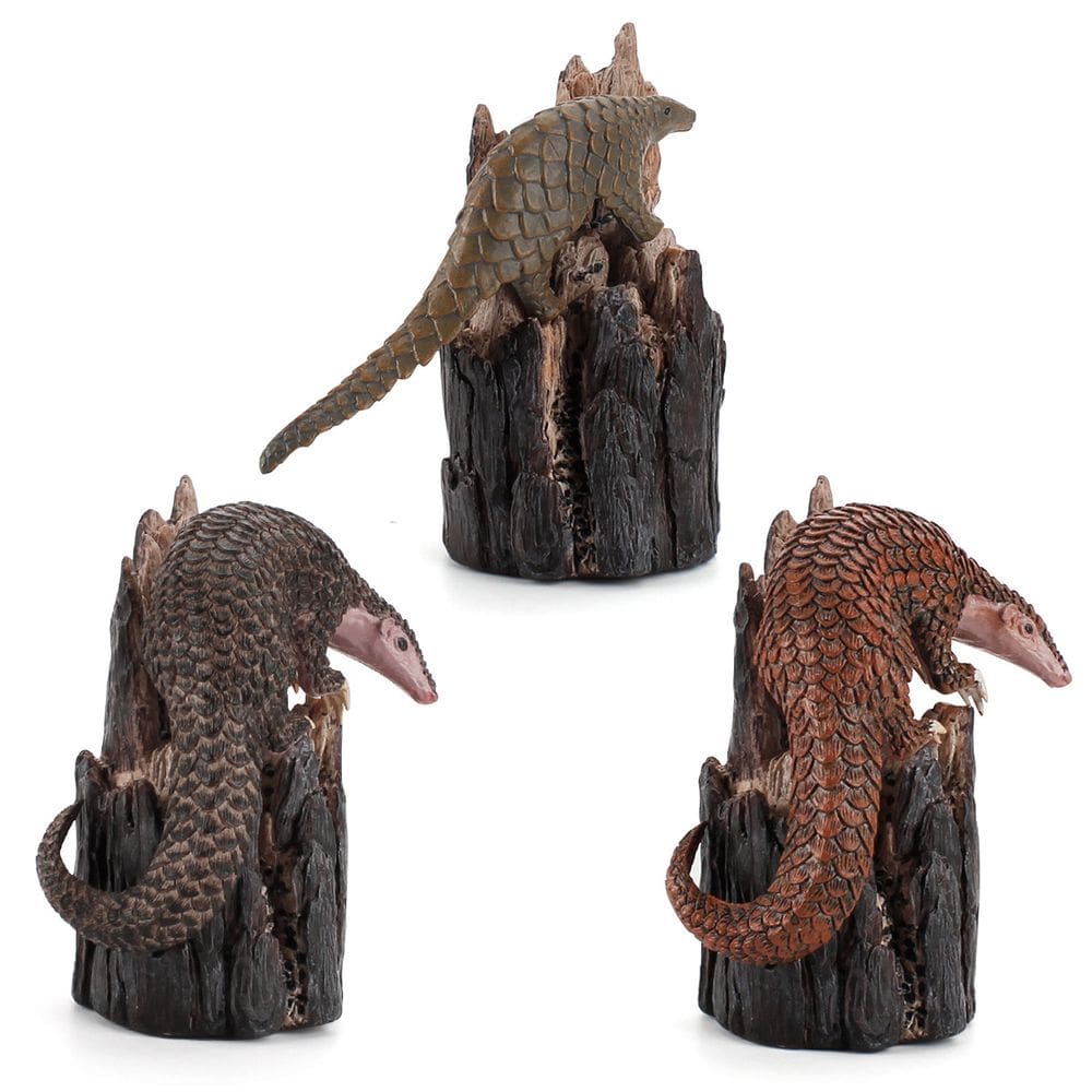Conjunto de estatuetas Pangolin PVC realista de 3 peças para crianças
