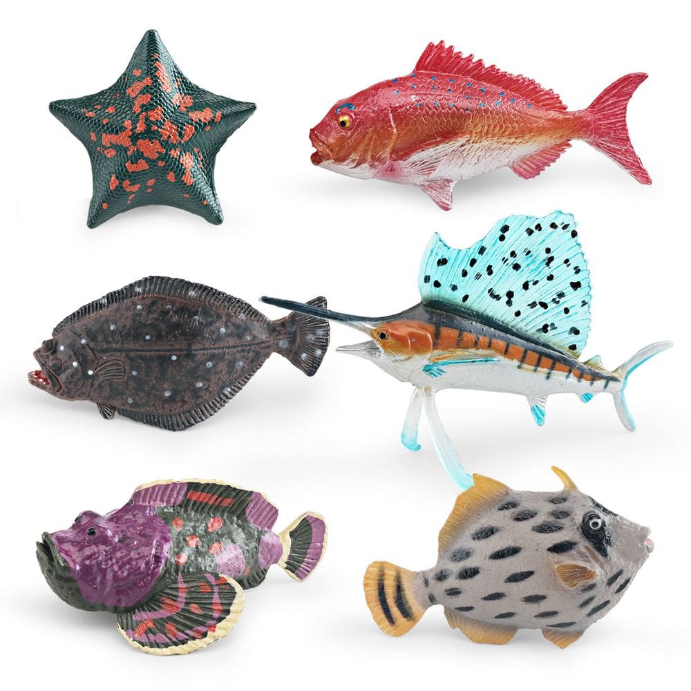 Conjunto de bonecos de brinquedo realistas de peixes oceânicos e criaturas marinhas para crianças