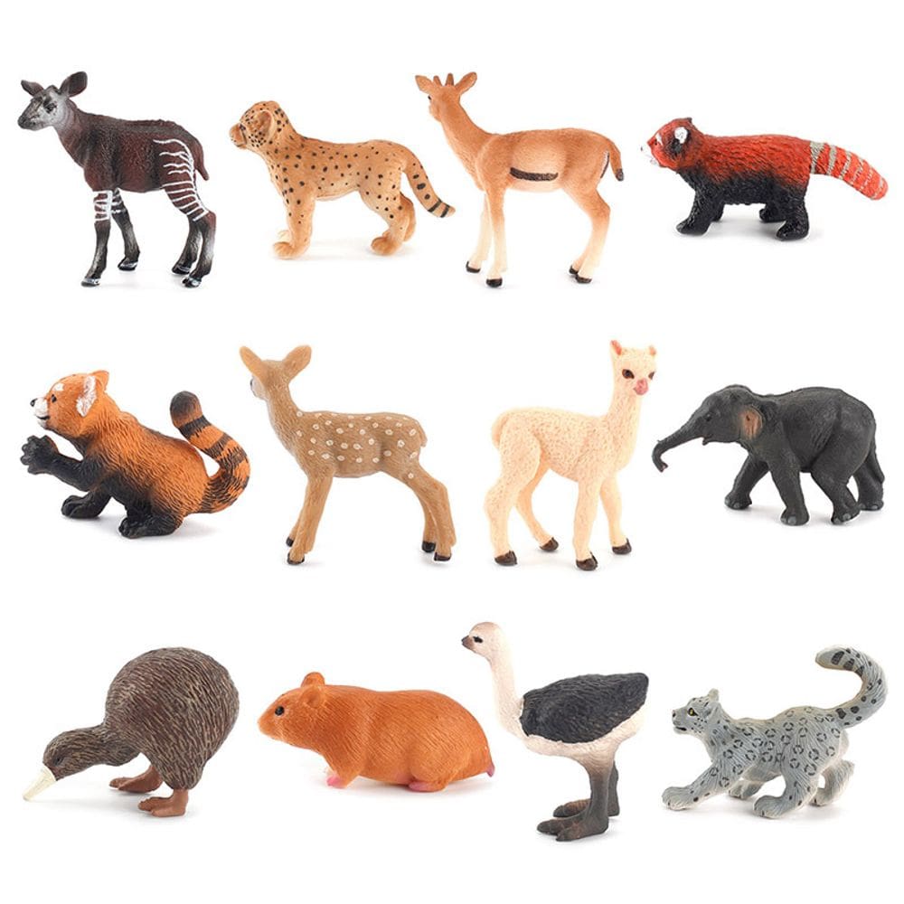 Conjunto de figuras de animais em miniatura, 12 peças de PVC realista para crianças