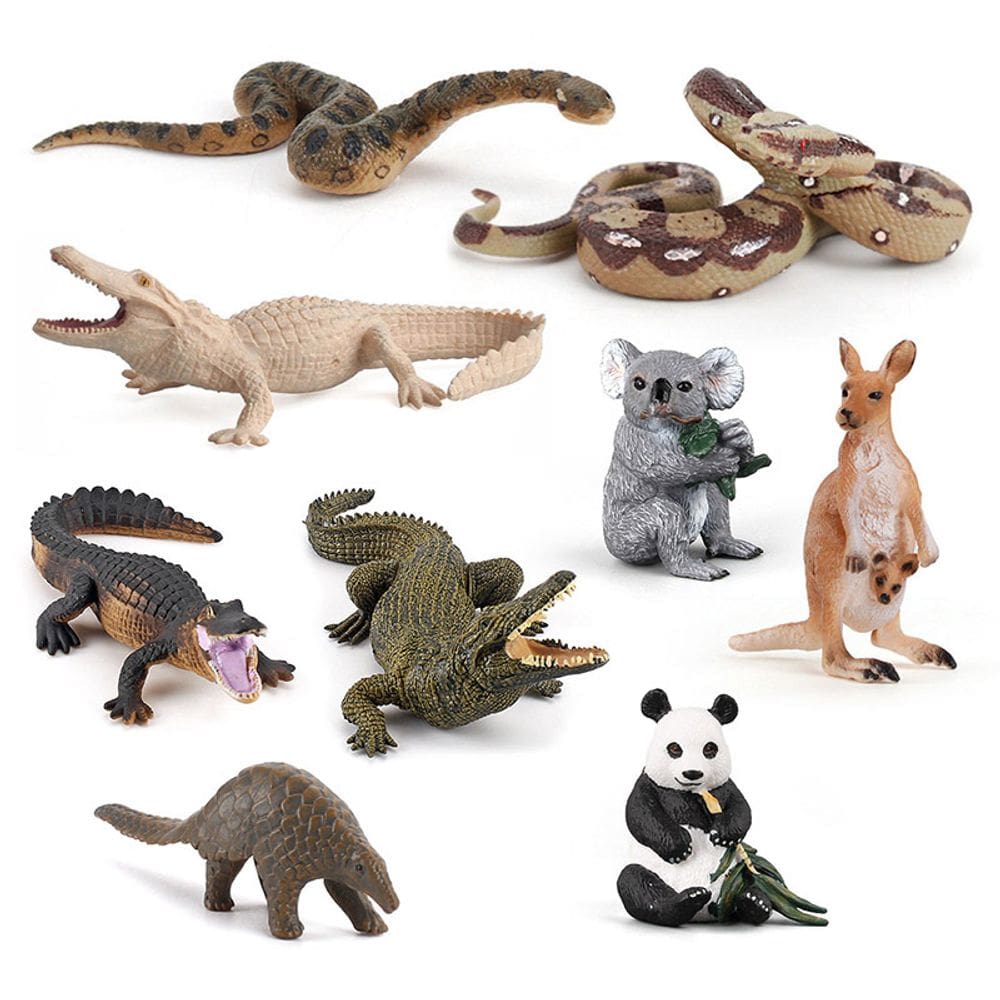 Conjunto de bonecos de animais selvagens de 9 peças em PVC Safari and Forest