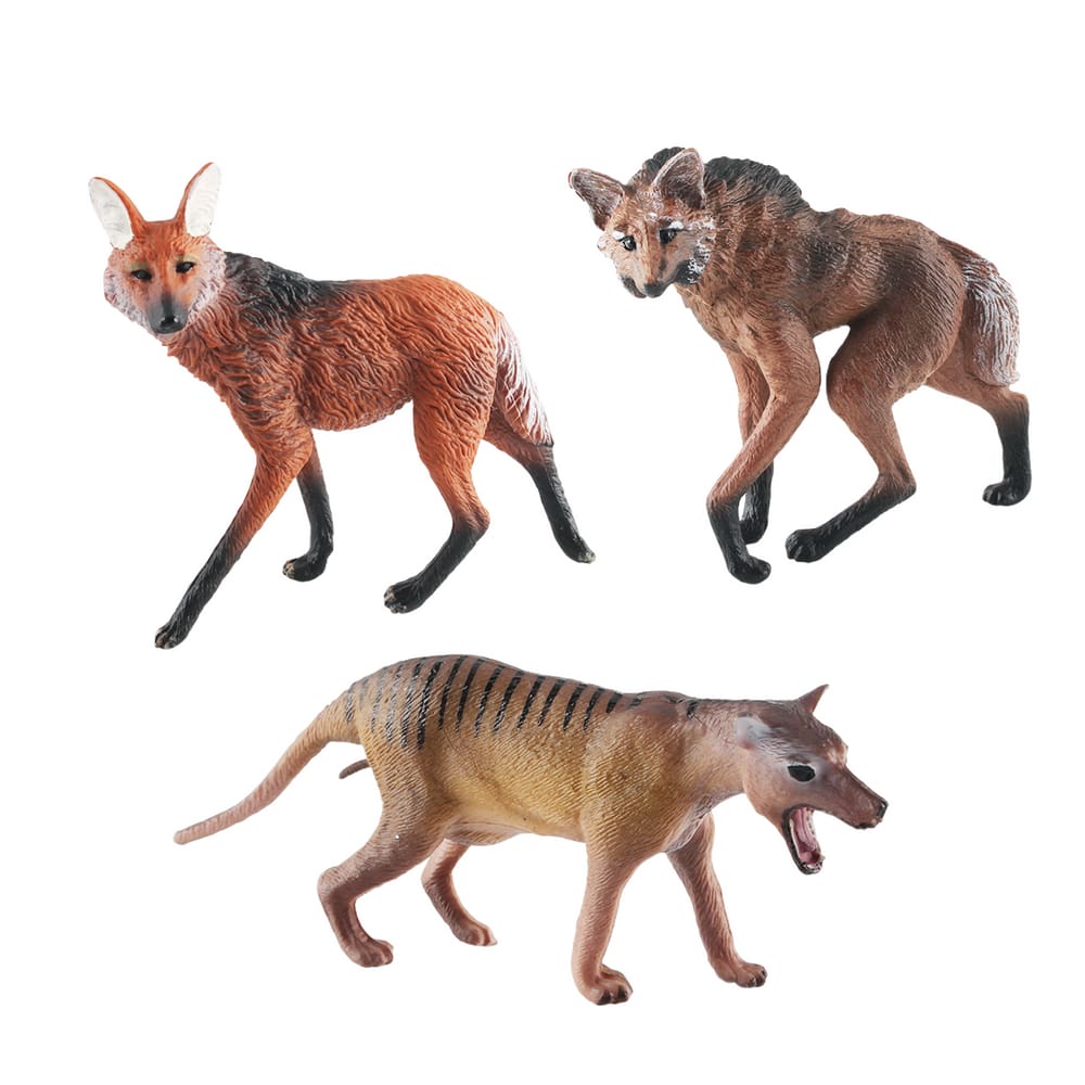 Conjunto de estatuetas Wild Animal, 3 peças, Arctic Fox Wolf, PVC