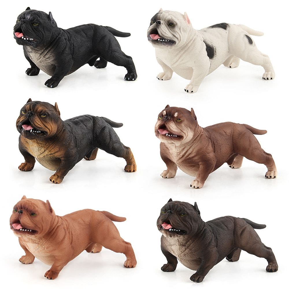 Conjunto de estatuetas Bulldog Bull Terrier, 6 peças de PVC realista para crianças