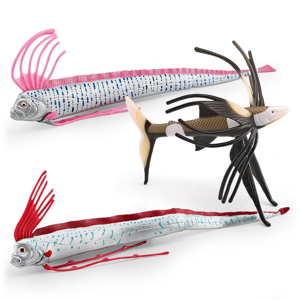 Conjunto de estatuetas Realistic Ribbon Fish, 3 peças, modelos de PVC