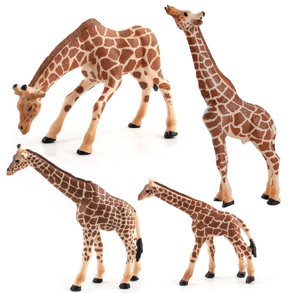 Conjunto de estatuetas: figuras realistas de animais em PVC da família Giraffe