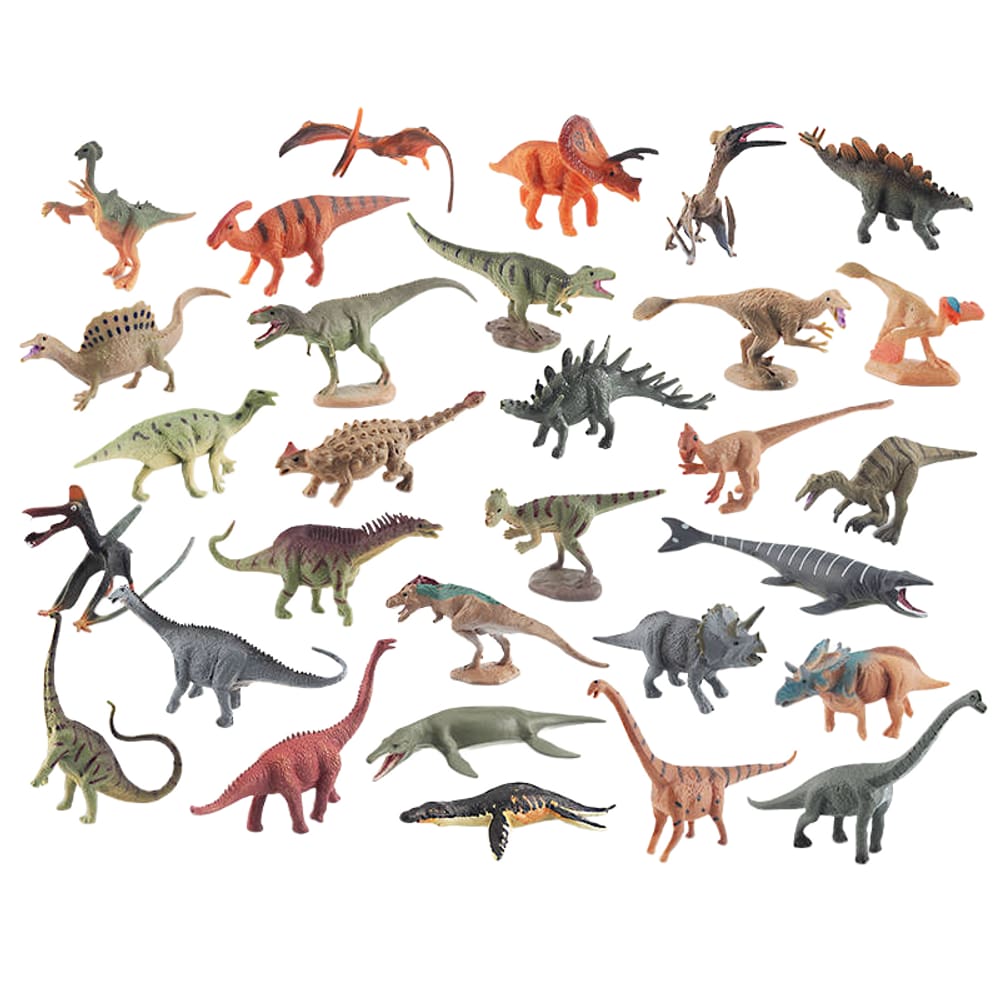 Conjunto de bonecos de mini dinossauro, 30 peças de brinquedo infantil de PVC realista de 2-18,5 cm