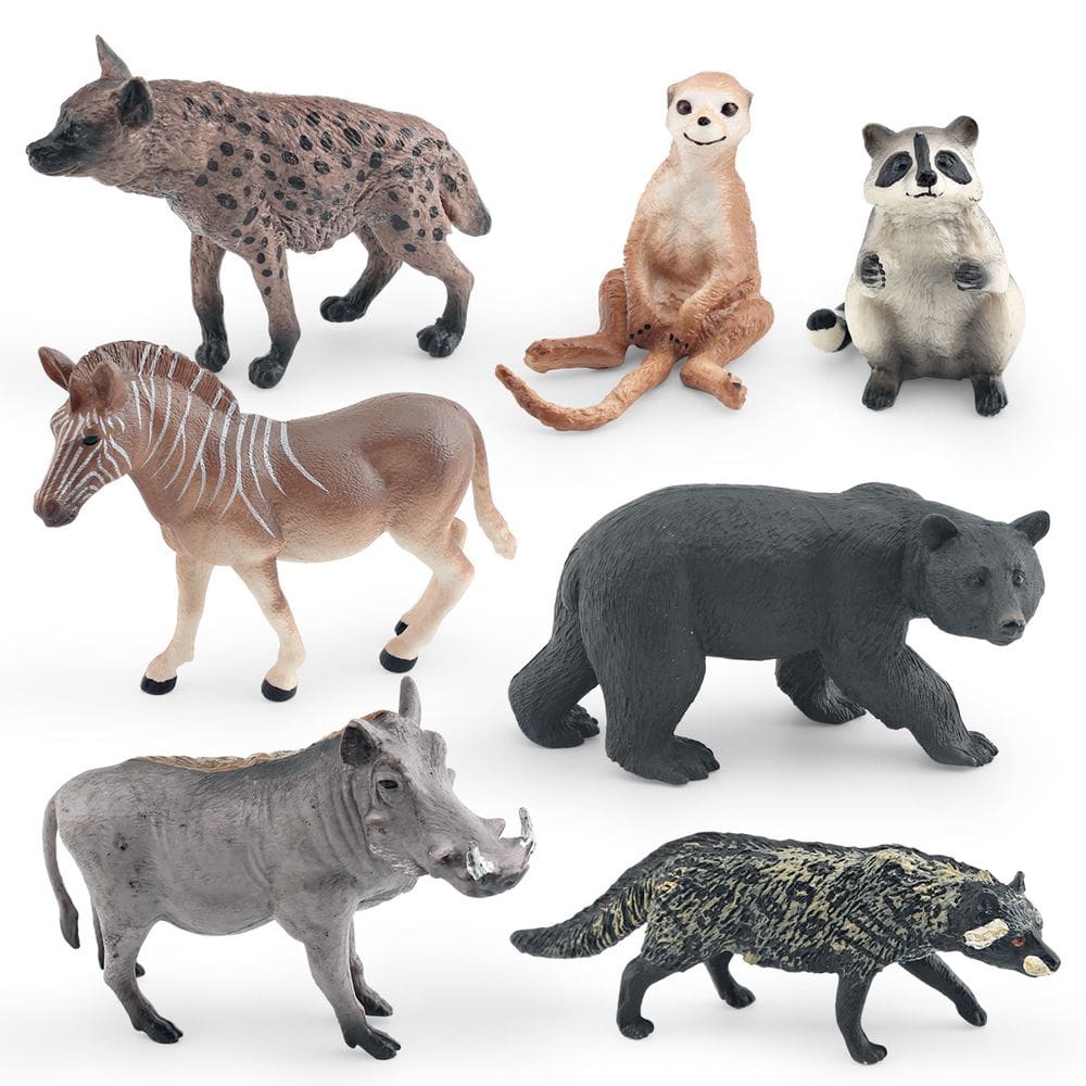 Conjunto de bonecos de animais selvagens em PVC Safari Animal, 7 unidades para crianças