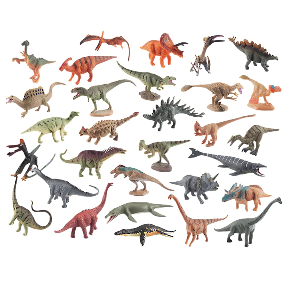 Conjunto de bonecos de mini dinossauro, 30 peças de brinquedo infantil de PVC realista de 2-18,5 cm