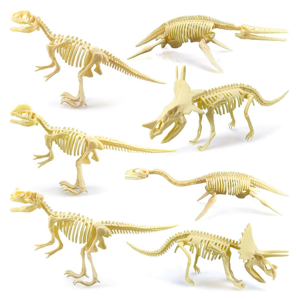 Conjunto de figuras de esqueleto de dinossauro, 7 peças de brinquedo infantil de PVC realista
