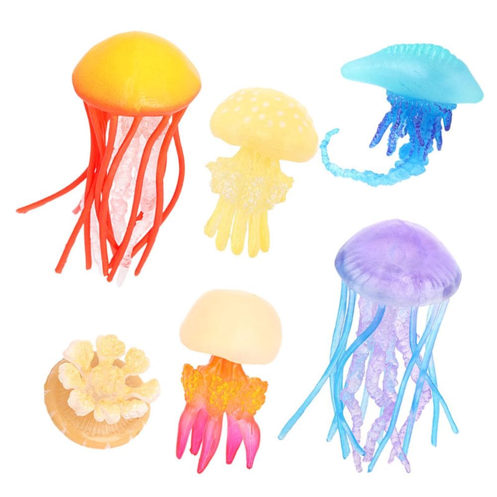Conjunto de bonecos de medusa realista de PVC para animais oceânicos, 6 unidades
