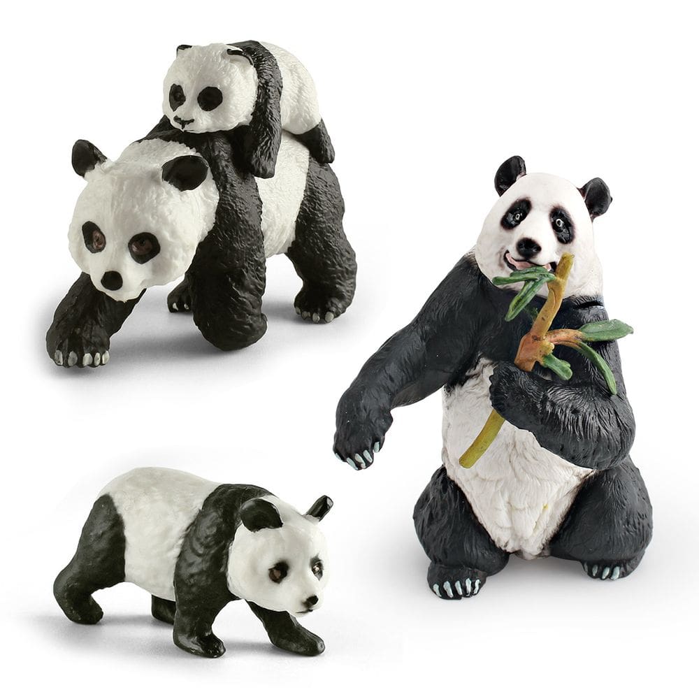 Conjunto de bonecos Realistic Panda PVC para bebês e adultos Panda, 3 peças
