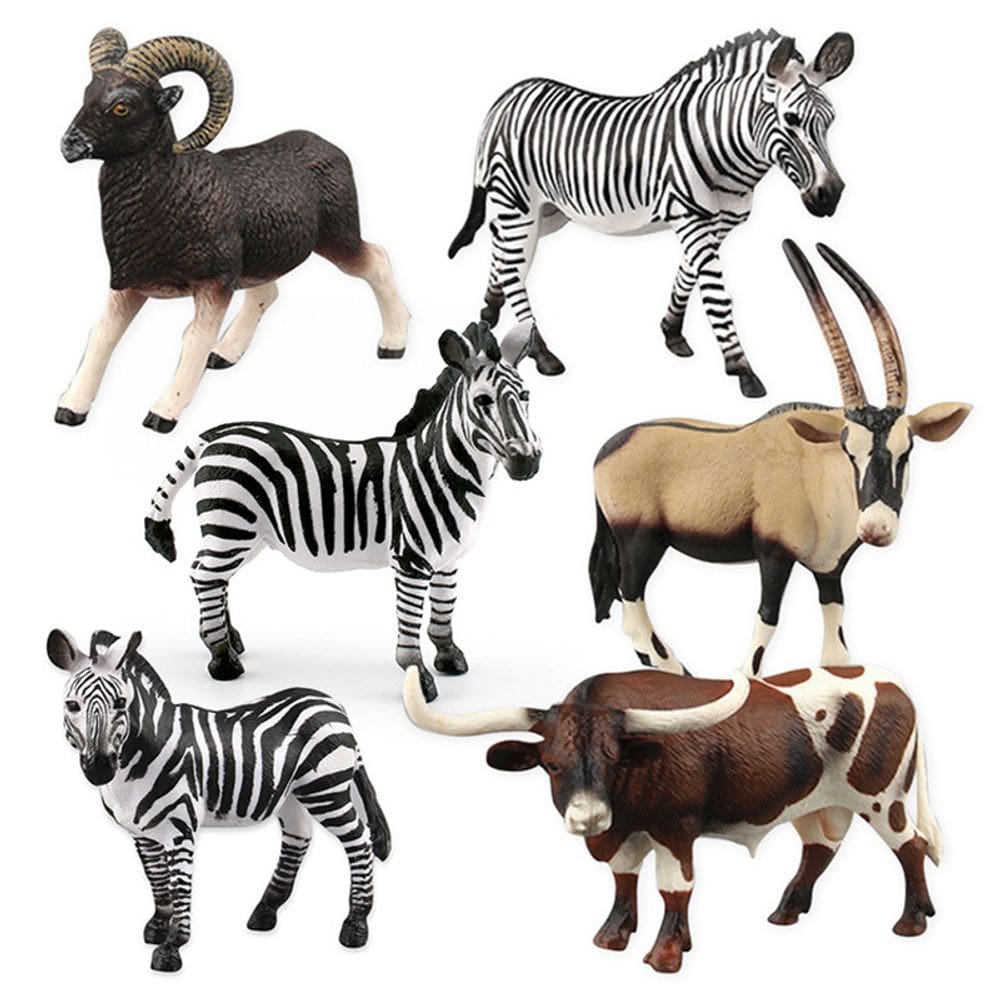 Conjunto de estatuetas Wild African Animal, 6 peças com zebra, antílope e carneiro