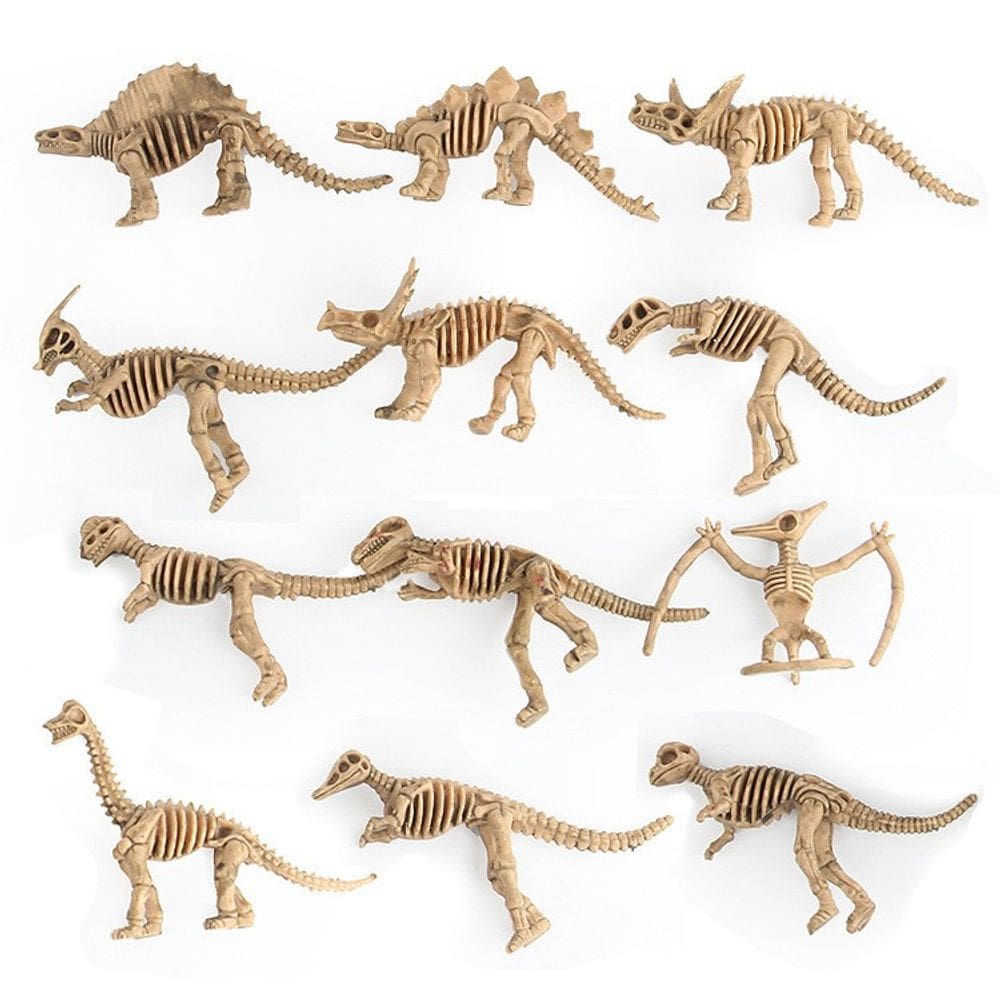 Conjunto de minibonecos de esqueleto de dinossauro, 12 unidades — Realistic Jurassic