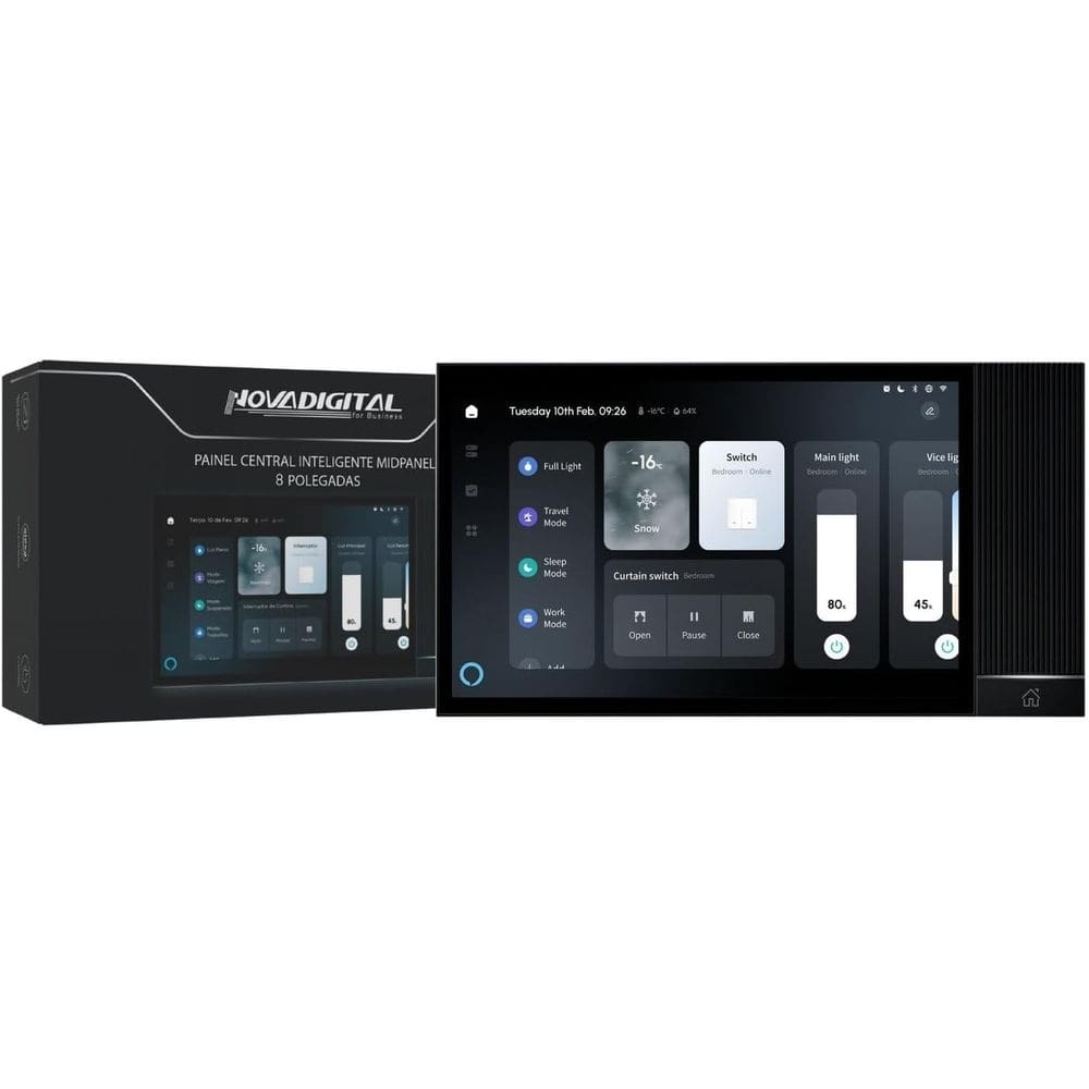 Painel Central Inteligente Midpainel Tela 8 Novadigital – Hub Zigbee -  Alexa Integrada