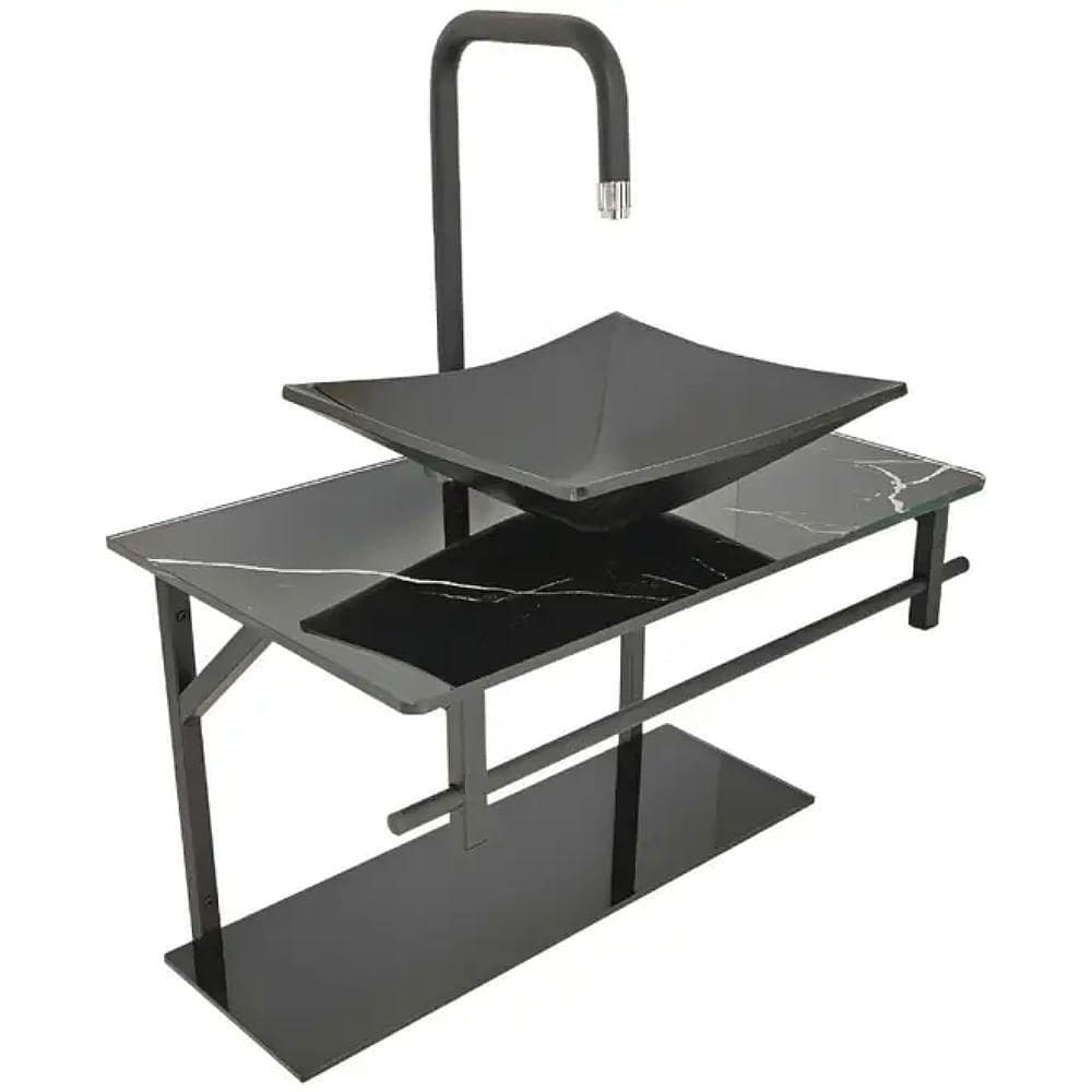 Lavatório Rubi Mármore 64x40cm Preto - 0169 - Dulluc