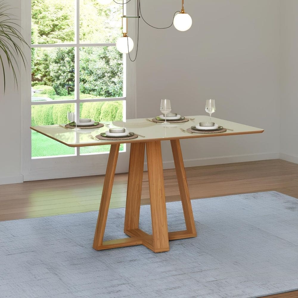 Mesa de Jantar 135cm 4 Lugares TM86 Off White Freijó Dalla Costa