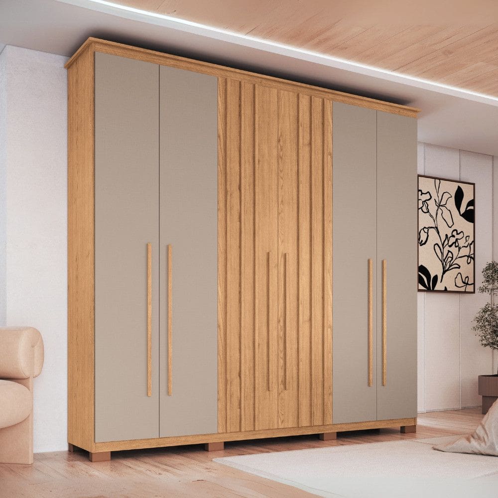 Guarda Roupa Casal Ripado 6 Portas com P?s Vienna M?veis Castro