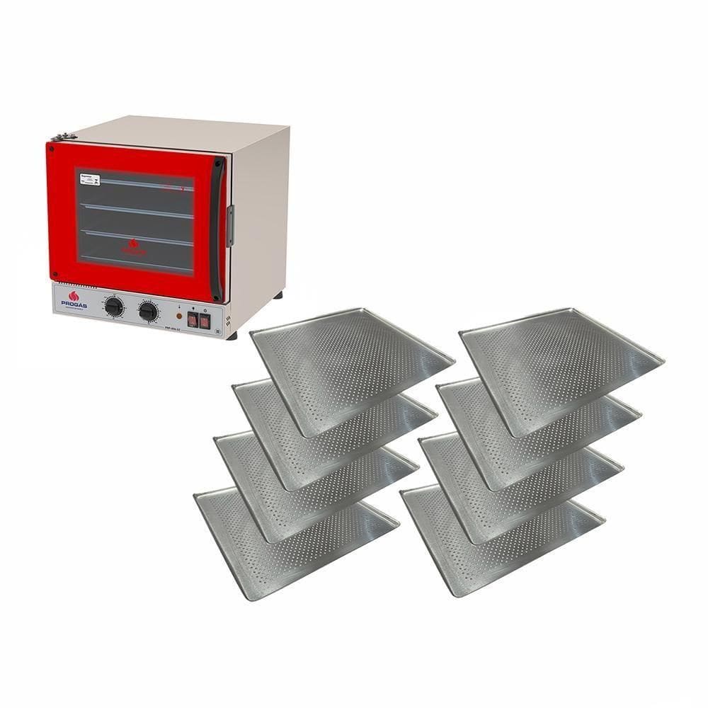 Forno Turbo Prp-004 G2 220V Vermelho Progás + 8 Assadeiras Cimapi 220V