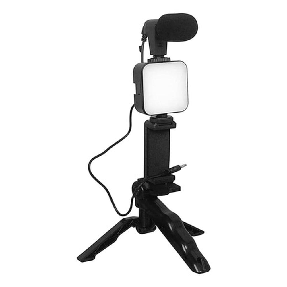 Kit Gravaçao Celular Led Tripe Microfone Supote Universal
