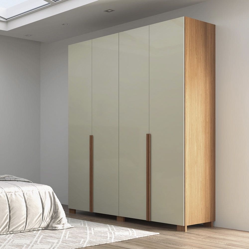 Guarda Roupa Roupeiro W204 180cm 4 Portas e 2 Gavetas Freijó Off White Dalla Costa