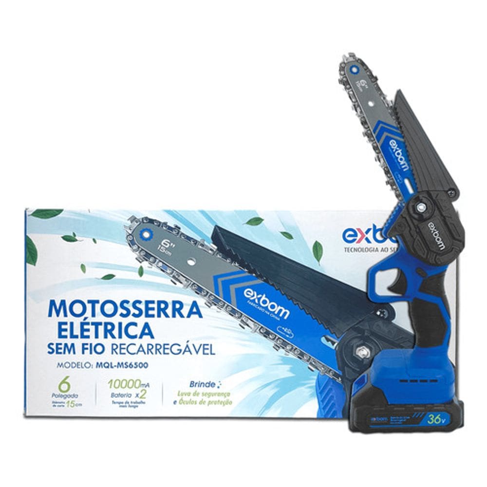 Motosserra Portátil De 6 Polegadas Com Bateria Recarregável
