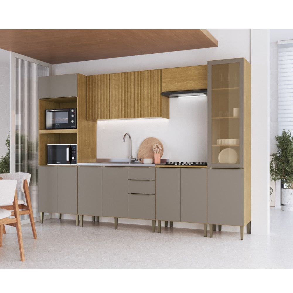 Cozinha Modulada 6 peças Ripada sem Tampo Laura Cadorin Móveis