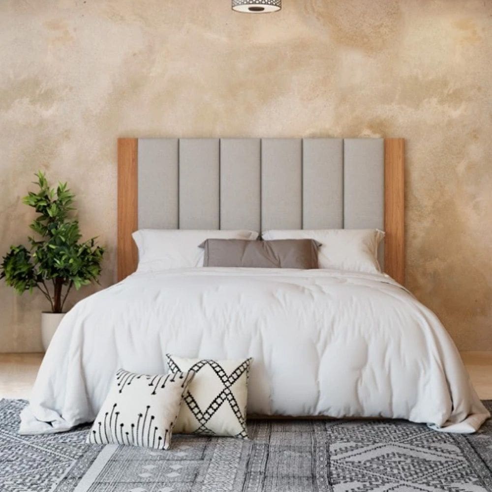 Cabeceira Estofada Casal Reta TW194 Freijó Linho Cinza Claro J18 Dalla Costa