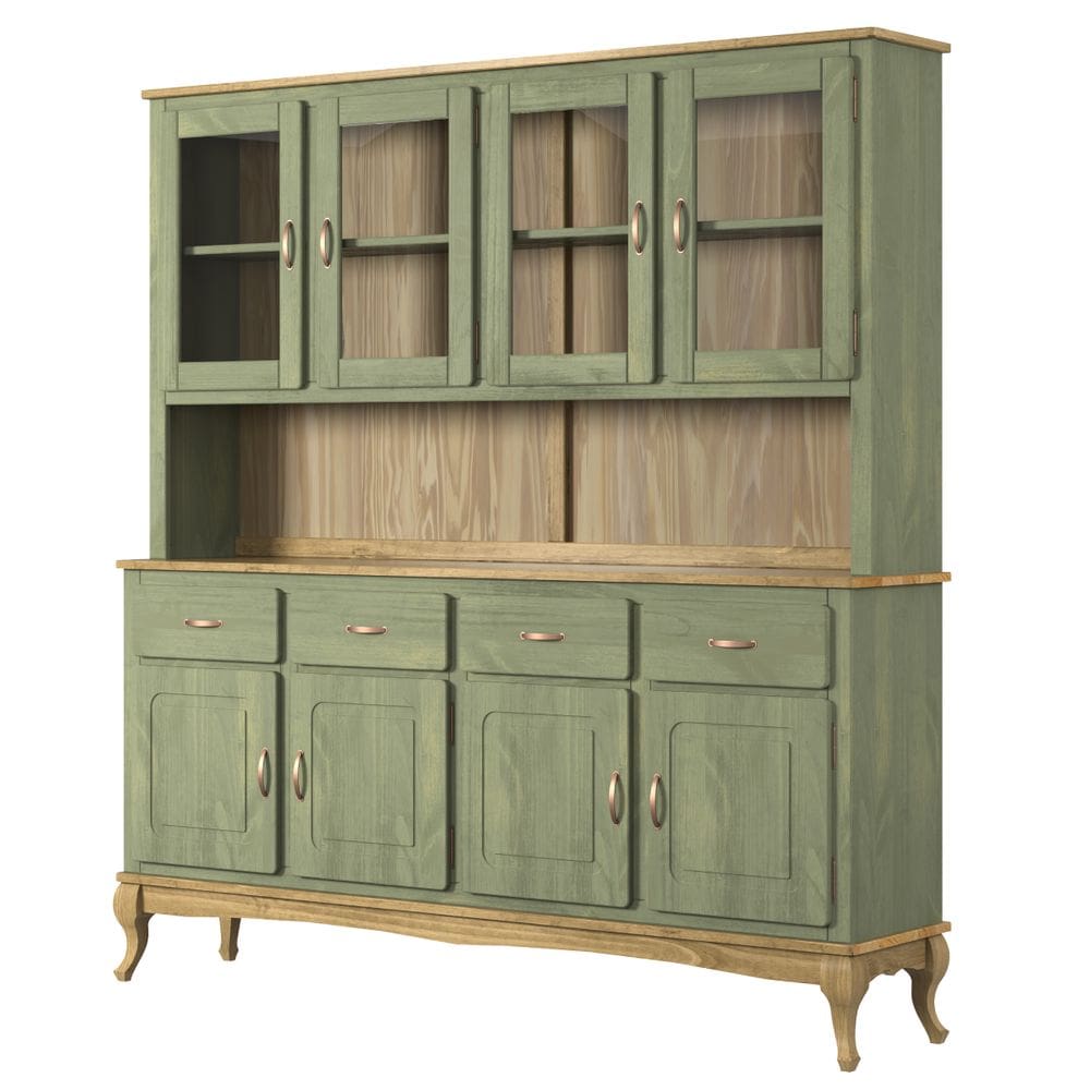 Balcão com Arca Oratório em Madeira Maciça 4 Mais 4 Portas Verde Oliva