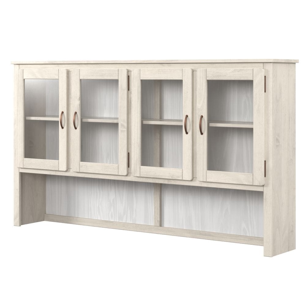 Oratório em Madeira Maciça com 4 Portas de Vidro Branco Envelhecido