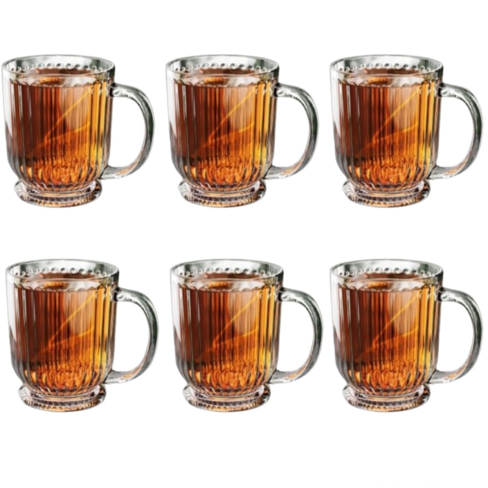 Jogo De 6 Xícaras Vidro Canelado 200ml Casambiente