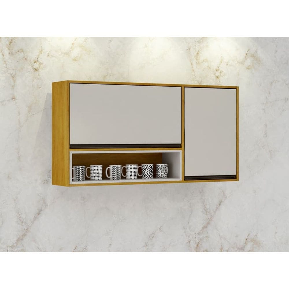 Armário Aéreo 2 Portas - Eduarda-Cinamomo/Off - CHF Móveis